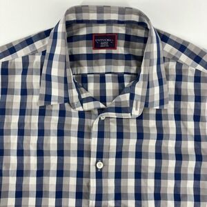 UNTUCKit Flannel Shirt Mens Size XL Blue Plaid Button Up Casual Stretch